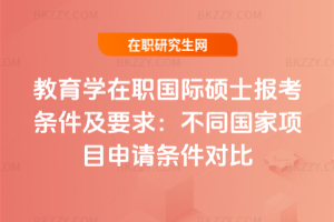 教育學在職國際碩士報考條件及要求2026版：不同國家項目申請條件對比